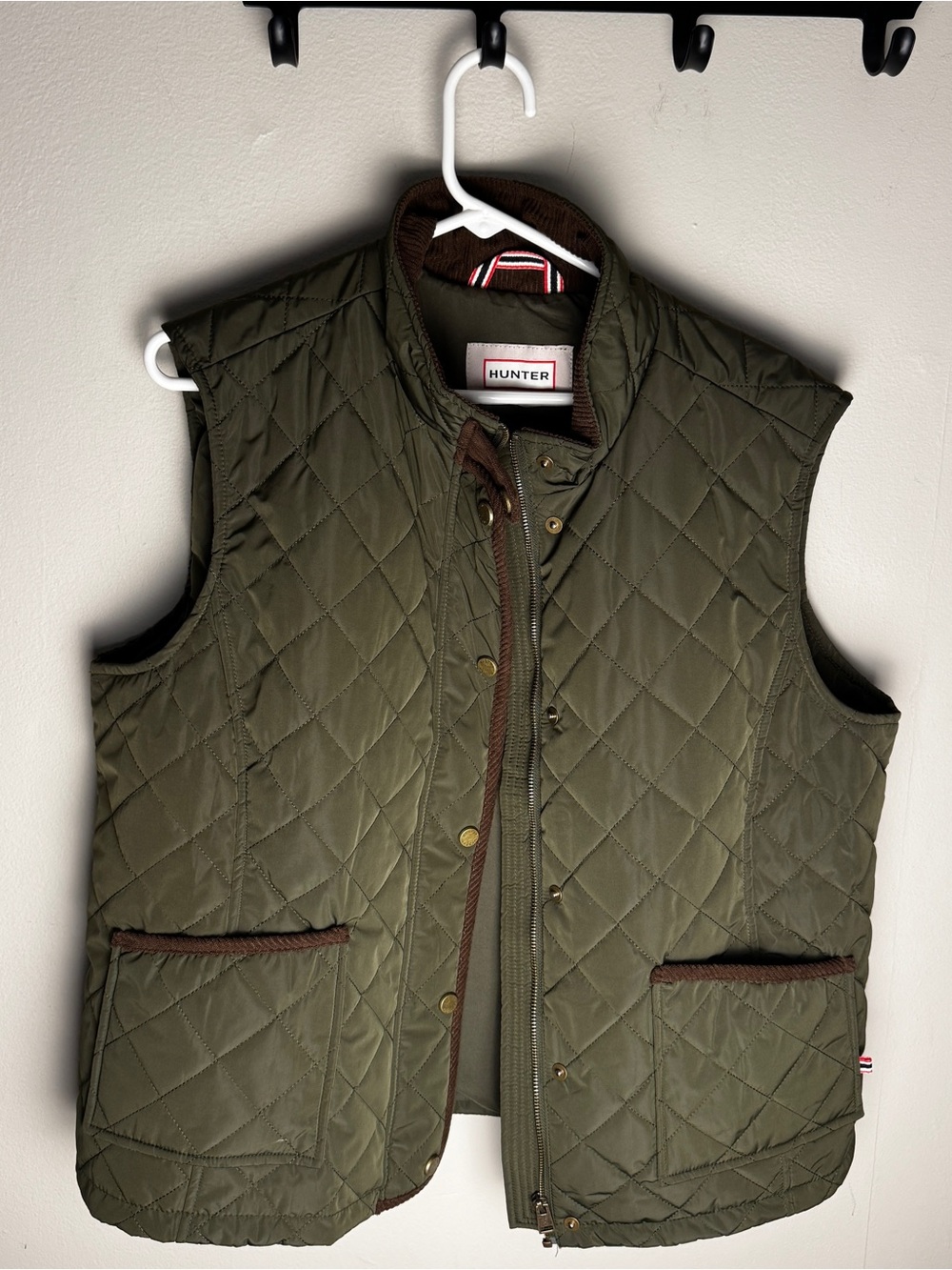Hunter by Thread Collective Women’s Quilted Puffer Jacket Corduroy Trim XL Olive